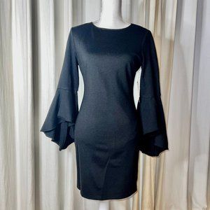 Lulu's Black Bell Sleeve Dress, Size M